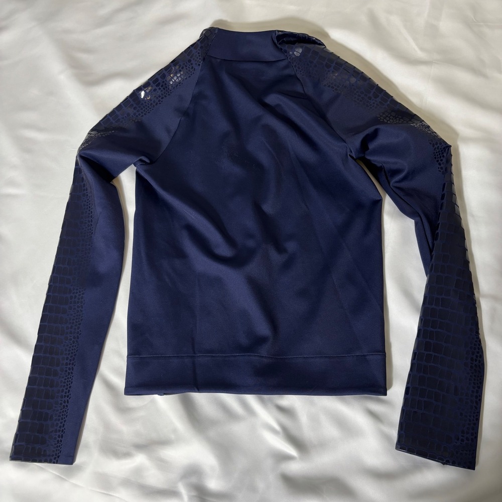 Ultracor Womens XS Navy Blue Crocodile Embossed Full Zip Track Jacket Athleisure - Picture 2 of 5